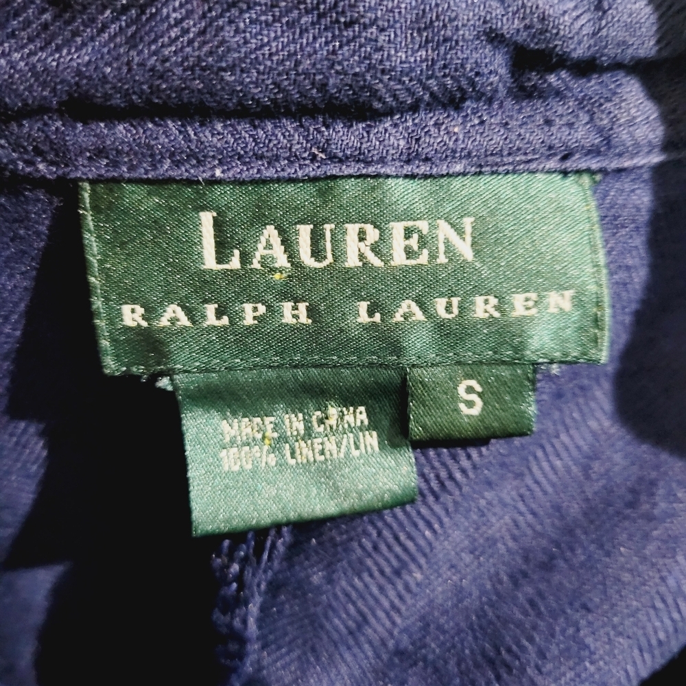 Lauren Ralph Lauren Women’s 100% Linen Button-Front Shirt Blouse Blue Size Small - Picture 9 of 10